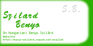 szilard benyo business card